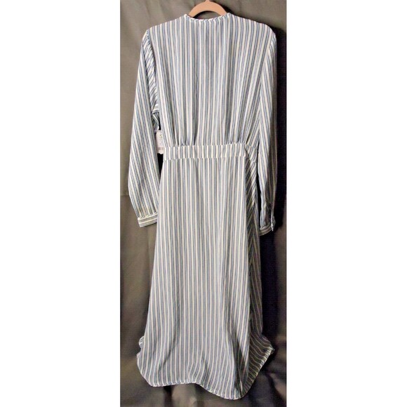 Time And Tru Tie Long Sleeve Wrap Dress Women’s Sz M 8-10 White Striped - Picture 13 of 13